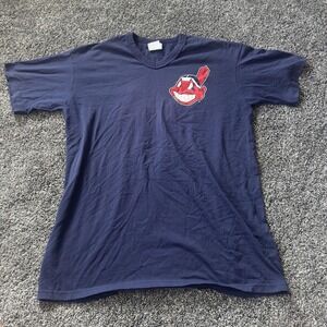 Vintage Cleveland Indians Shirt Mens Large MLB Baseball Chief Wahoo Majestic 90s